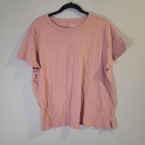 Maurices 24/7 Womens Mauve Pink Slub Knit Cotton Modal Crew Neck T-Shirt 1X